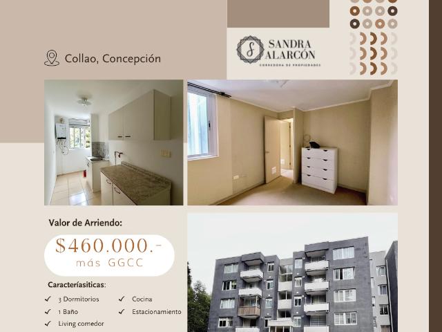 Departamento en Arriendo 3D 1B 1E Collao, Concepción