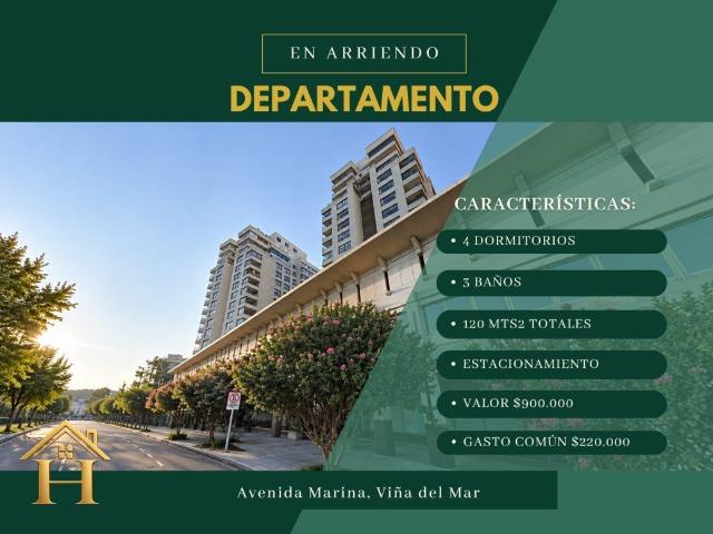 Departamento en arriendo en arrienda g&d hidalgo propiedades, viña del mar
