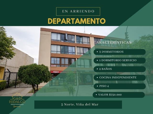 Departamento en arriendo en arrienda hidalgo propiedades, viña del mar