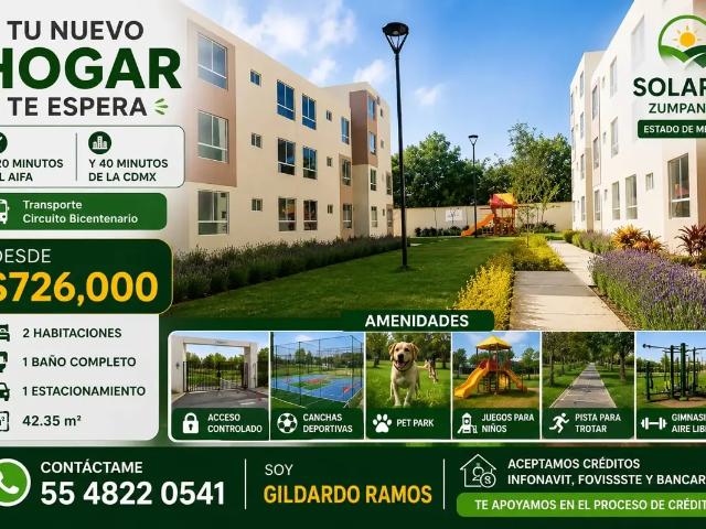 DEPARTAMENTO EN SOLARES ZUMPANGO EDO MEX