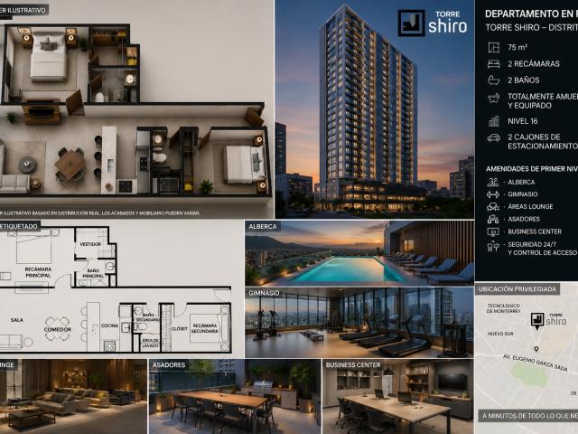 Departamento En Renta Amueblado En Monterrey Zona Tec Torre Shiro