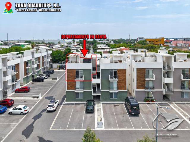 DEPARTAMENTO EN RENTA de 2 Rec?maras con Terraza / Zona Guadalupe, Torres Anyana