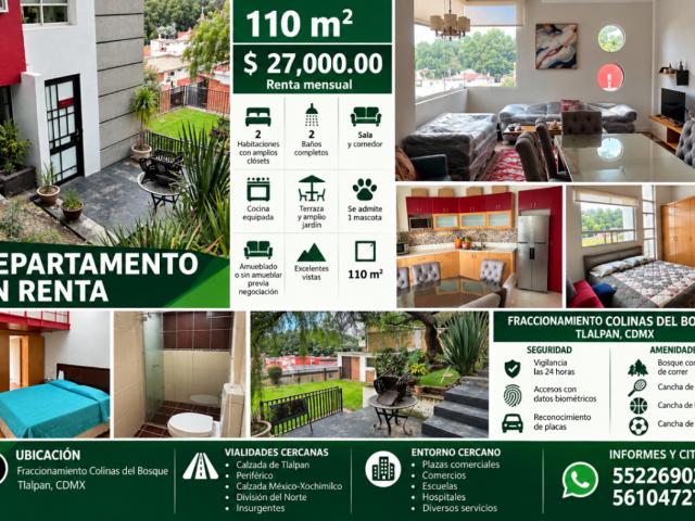 Departamento en Renta en Colinas del Bosque, Tlalpan: Comodidad y Servicios Exclusivos