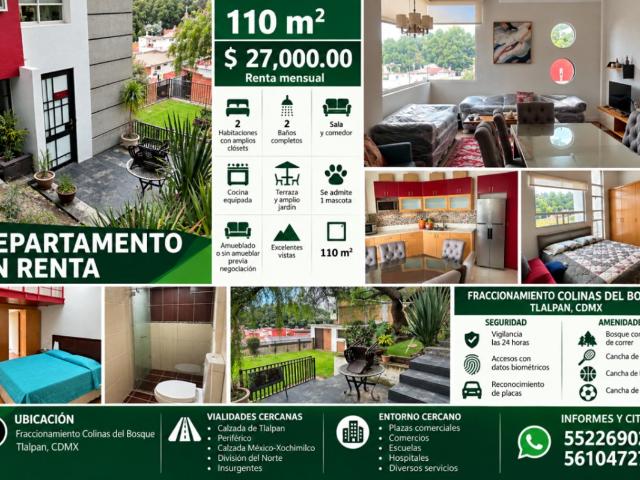 Departamento en renta en Colinas del Bosque, Tlalpan, Ciudad de México