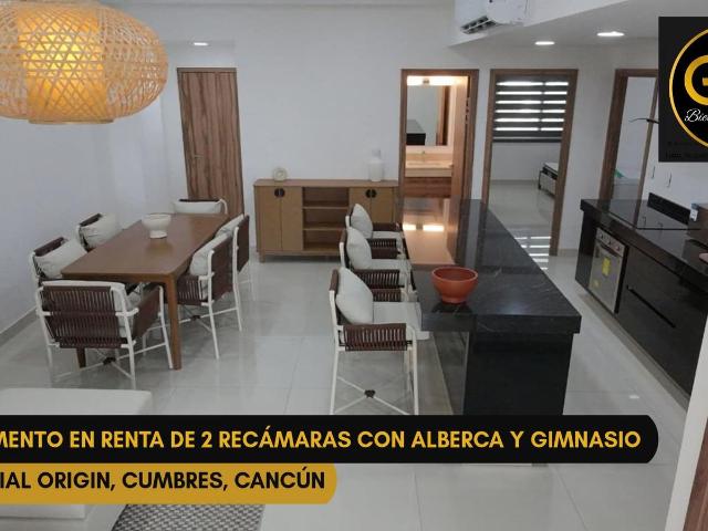 Departamento en renta en Canc?n 2 rec?maras con alberca y gimnasio