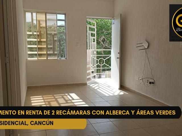 Departamento en renta en Canc?n 2 rec?maras con alberca y ?reas verdes