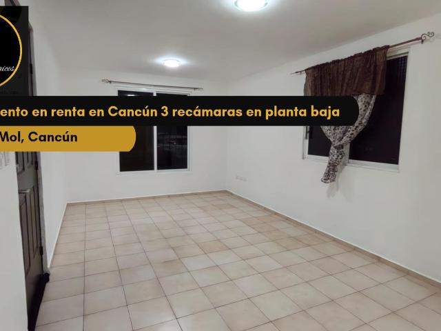 Departamento en renta en Canc?n 3 rec?maras en planta baja con acceso independiente
