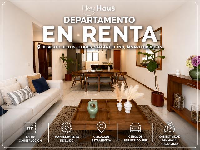 DEPARTAMENTO EN RENTA EN DESIERTO DE LOS LEONES, SAN ÁNGEL INN