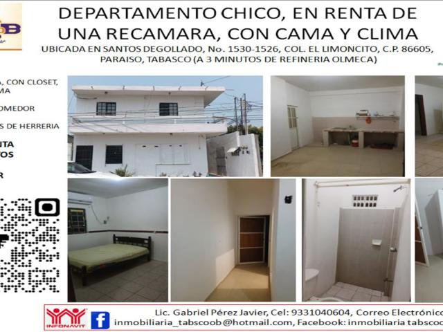 Departamento en renta en El Limoncito, Paraíso, Tabasco