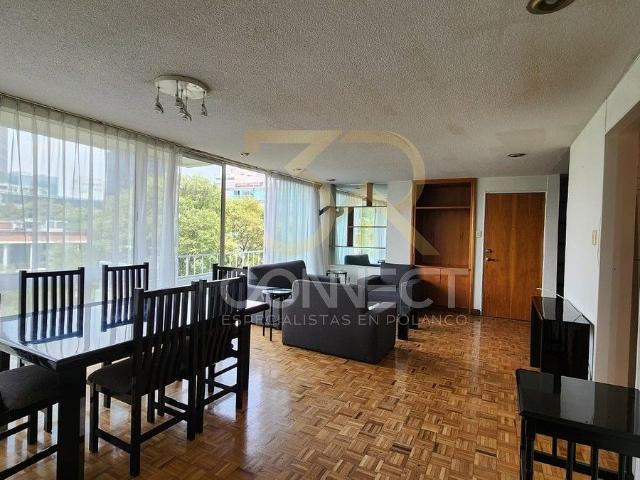 Departamento en Renta en Polanco 2R/2.5B/1E Balcón Amueblado 120m2