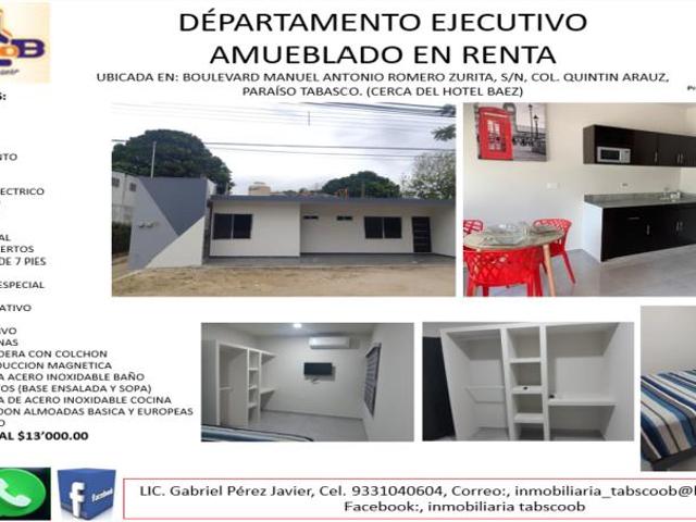 Departamento en renta en Quintin Arauz, Paraíso, Tabasco