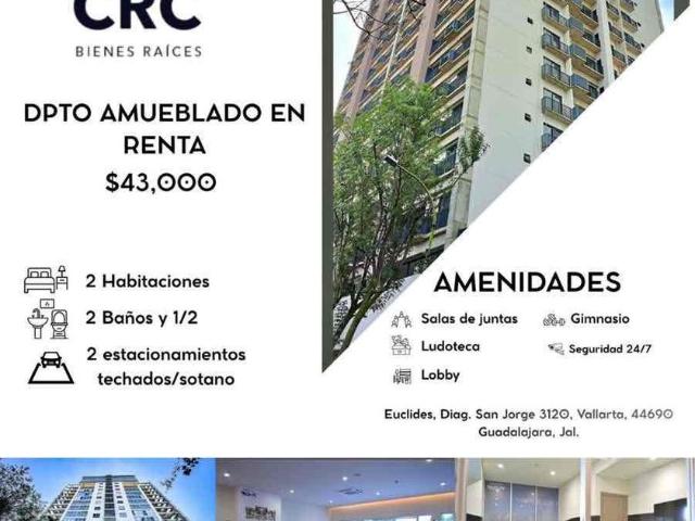 Departamento en renta Espacio Yaquis, Diagonal San Jorge, Vallarta, Guadalajara, Jalisco, México