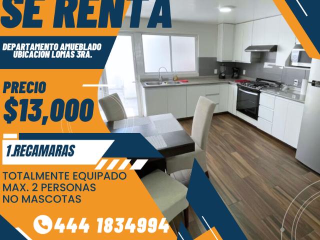 Departamento en renta Lomas 3a Secc, San Luis Potosí