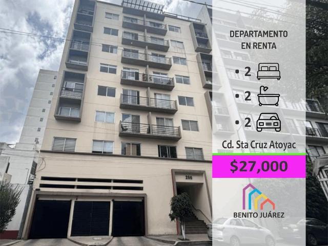 Departamento en renta Santa Cruz Atoyac, Benito Juárez, Cdmx