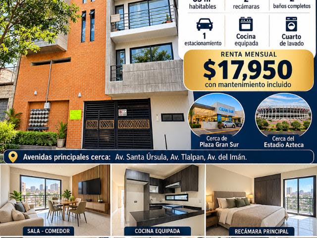 Departamento en renta Pedregal De Santa Ursula, Coyoacán, Cdmx