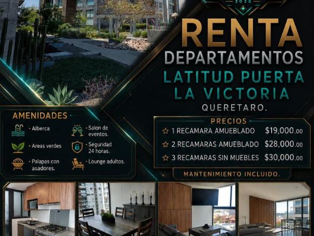 Departamento en renta Puerta La Victoria, Avenida Constituyentes Oriente, Zona Dos Extendida, Villas Del Sol, Santiago De Querétaro, Querétaro, México