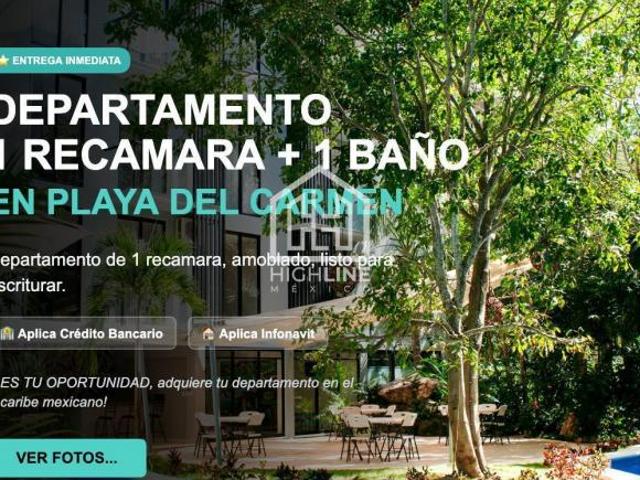 Departamento en venta, 1 recamara, amenidades, residencial, infonavit, bancario, playa del carmen