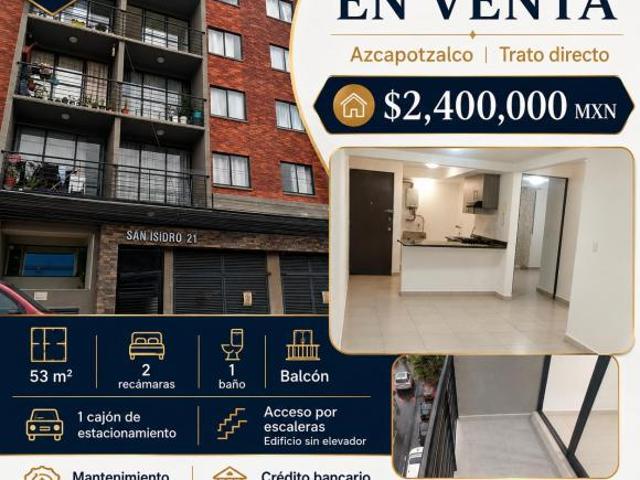Departamento en venta Azcapotzalco, 2 recámaras + estacionamiento
