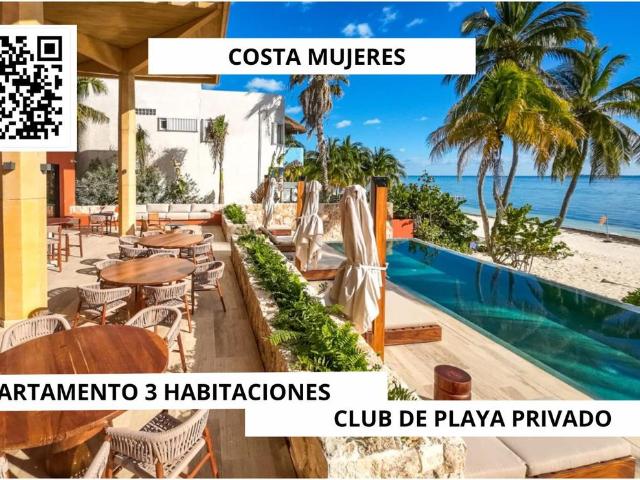 Departamento en venta beach front 3 habitaciones con club de playa privado
