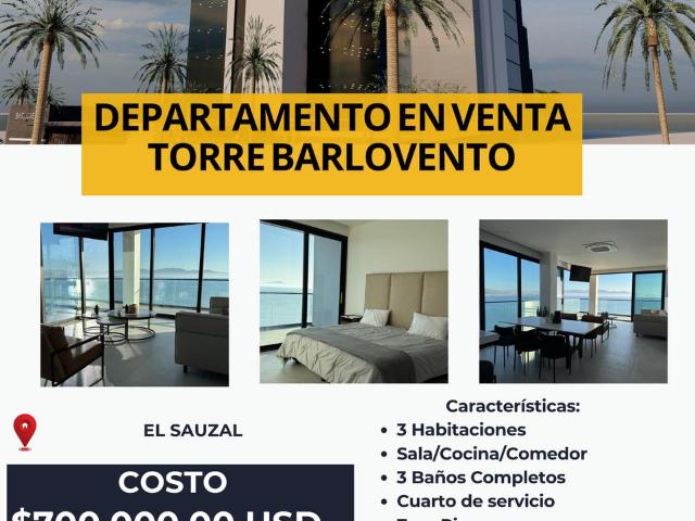 DEPARTAMENTO EN VENTA EN TORRE BARLOVENTO