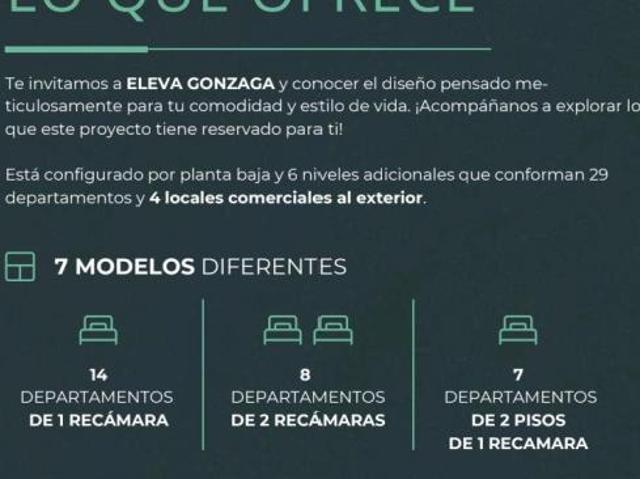 Departamento en Venta Eleva Gonzaga, cerca del Parque Metropolitano