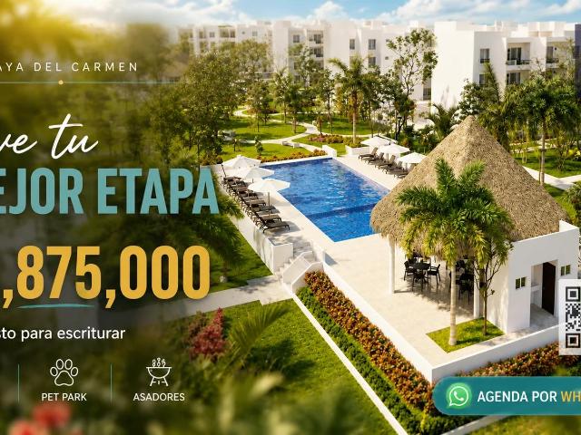 DEPARTAMENTO EN VENTA ? PLAYA DEL CARMEN ? 2 REC?MARAS ? ALBERCA Y PET PARK