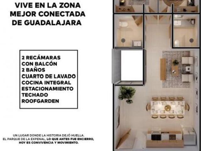 Departamento nuevo en venta en Guadalajara | 2 recámaras, roof garden y 1 cajón techado