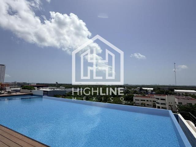 Departamento studio vista al mar amueblado en renta cancun con alberca y gimnasio avenida principal