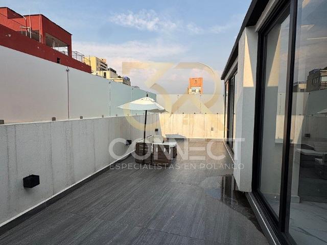 Departamento PH en renta en Polanco 2R/2.5B/1E 2 Terrazas Amueblado 120m2