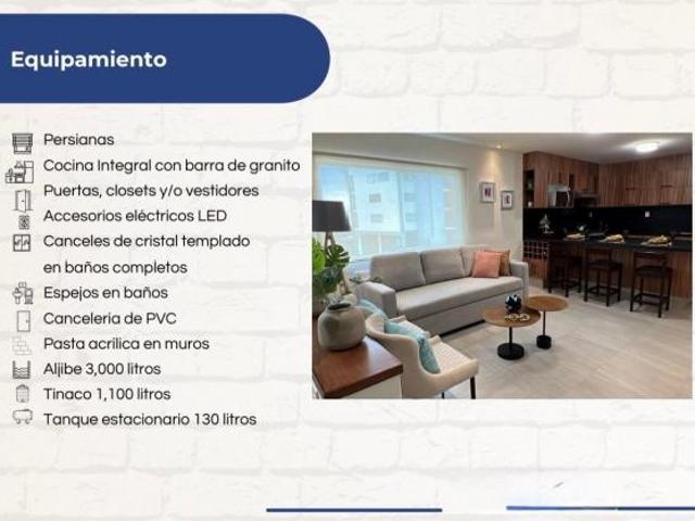Departamento prototipo uno, 96.97 M2, 2 recamaras, 2.5 baños y terraza