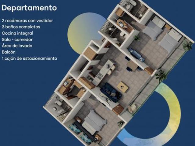 Departamentos en Venta de 2 Recámaras N2 con Acceso a Playa Vista Montaña en La Cruz de Huanacaxtle