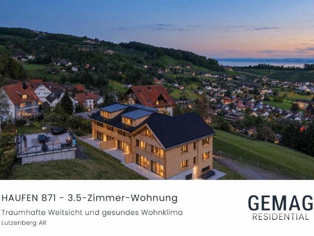 DER Logenplatz über dem Bodensee 3.5 Zimmer Erdgeschosswohnung in Vollholzbauweise mit traumhaftem Weitblick