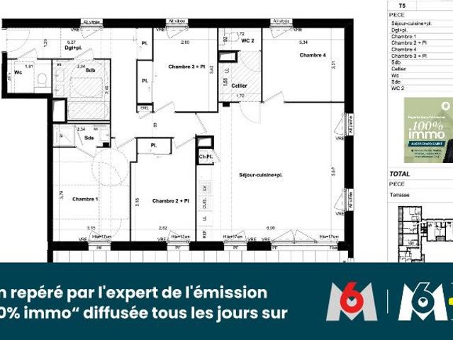 Dernier T5 Neuf 103m² + Terrasse 28m² + 2 Parkings St Grégoi. 104m² Saint Grégoire