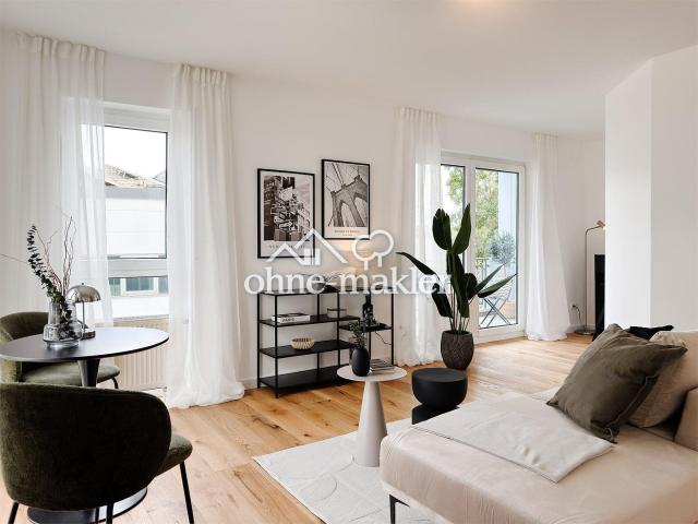 Design, Ruhe und Rheinblick – exklusive 2 Zimmer Wohnung mit Balkon und Tiefgarage