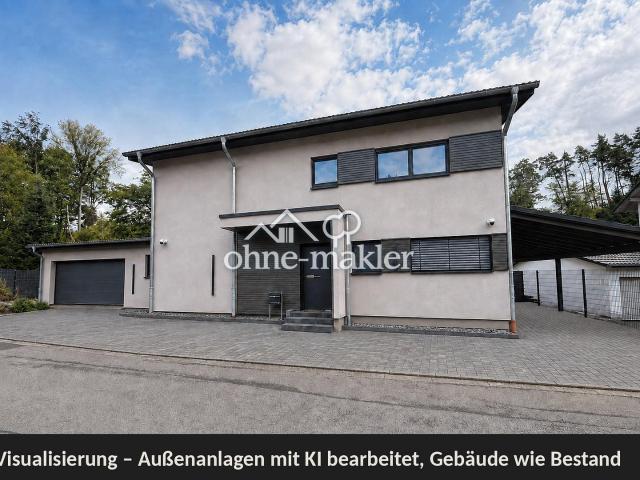 Designhaus 2024 in Holzbauweise – Sauna, Dachterrasse, 941 m² mit Bachlauf