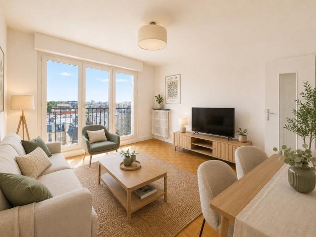 Deux pièces de 51 m2 avec vue exceptionelle sur les toits de Paris et le bois de Vincennes