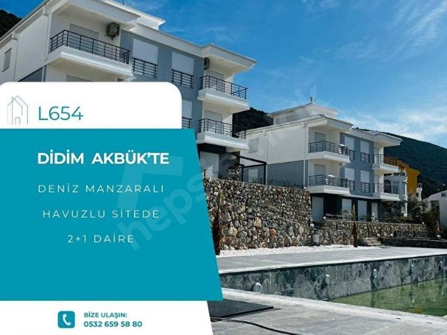 DİDİM AKBÜK'TE DENİZ MANZARALI HAVUZLU SİTEDE 2+1 DAİRE