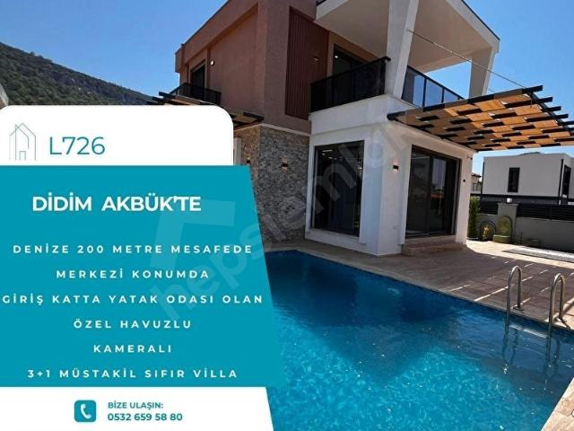 DİDİM AKBÜK'TE SATILIK LÜKS 3+1 TAM MÜSTAKİL VİLLA DENİZE 200 METRE SIFIR