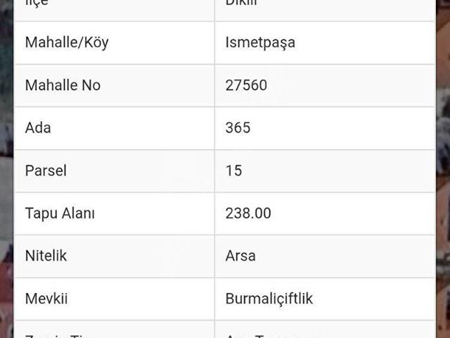 DİKİLİ İSMETPAŞA MAHALLESİNDE YATIRIM DEĞERİ YÜKSEK İMARLI ARSA