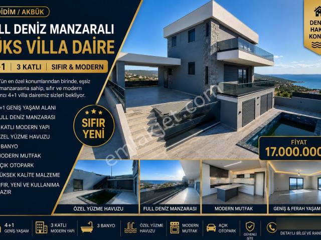 Didim Akbük'te Full Deniz Manzaralı Lüks 4+1 Villa Daire