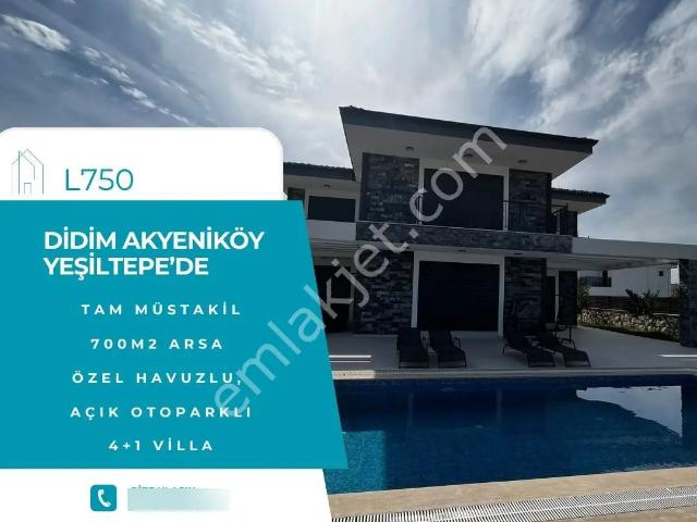 Didim Akyeniköy Yeşiltepe'de Tam Müstakil Havuzlu Otoparklı 4+1 Eşyalı Villa