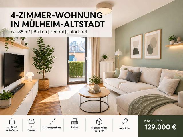 Die Gelegenheit I EIGENBEDARF & KAPITALANLAGE I großzügige 4 Zimmerwohnung in Mülheim/Altstadt
