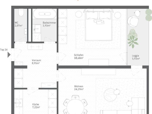 Diese Attraktive Wohnung im 2. Obergeschoss Verbin