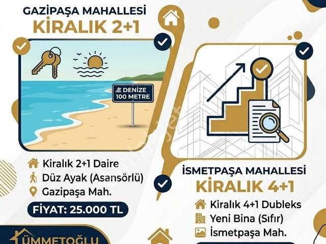 Dikili Ümmetoğlu'ndan 2+1 Kiralık Daire Düz'ayak Denize 200 Metre