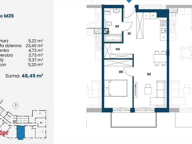 Do sprzedania nowoczesne mieszkanie 48,45 m² z balkonem w Nowej Dębie