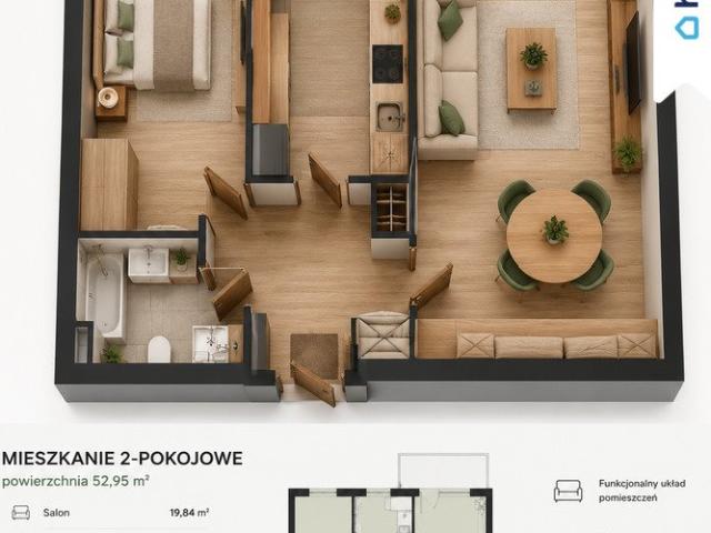 Do sprzedania nowoczesne mieszkanie 49,48 m² z balkonem w Kleszczewie