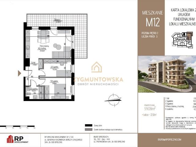 Do sprzedania nowe 3 pokojowe mieszkanie 59,08 m² w Opocznie