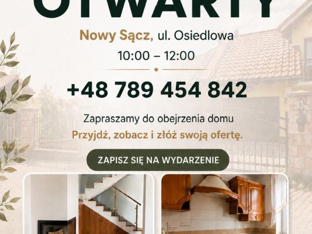 Dom 179,5 m² w Nowym Sączu z kominkiem, garażem