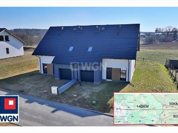Nowoczesny dom bliźniak w stanie surowym zamkniętym, 149 m2, garaż