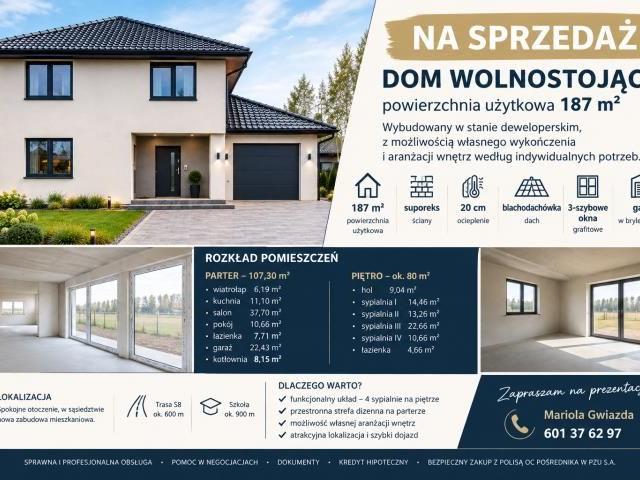 Dom na sprzedaż 5 pokoi wołomiński, 187,70 m2, działka 1070 m2